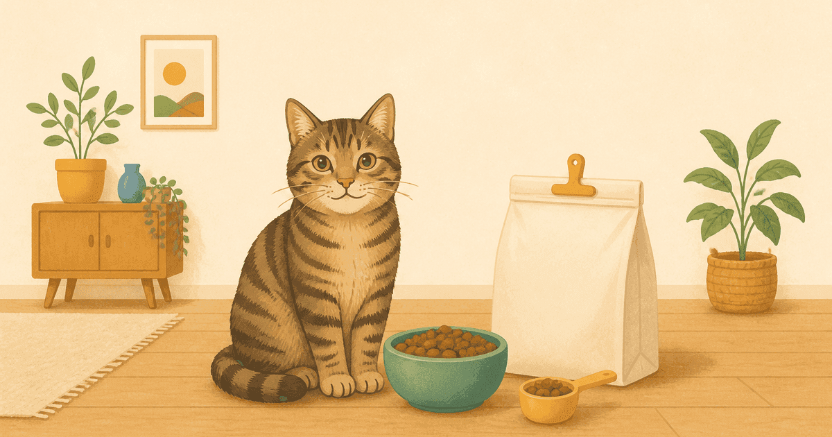 成猫用ドライフード(カリカリ)の選び方比較｜総合栄養食の表示・たんぱく質と脂質・粒の形・1日あたりのコストで中立比較