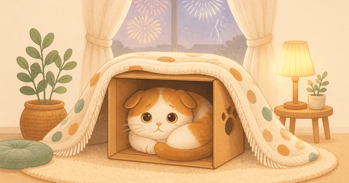 猫が雷・花火の大きな音を怖がるとき｜パニックを防ぐ当日の対応と事前の備え