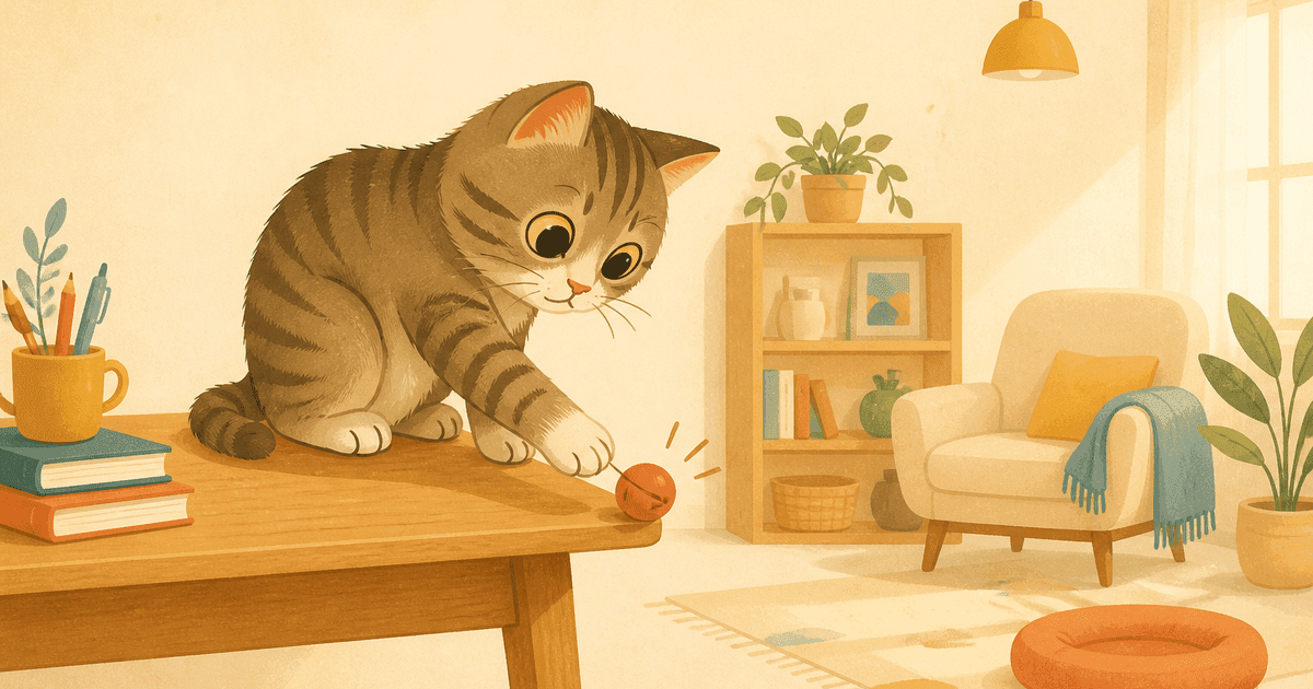 猫が机や棚の物を落とすのはなぜ？理由と、叱らずにできる家庭の対策
