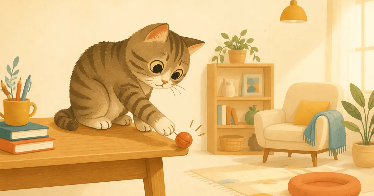 猫が机や棚の物を落とすのはなぜ？理由と、叱らずにできる家庭の対策