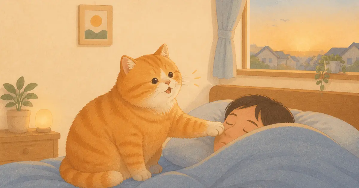 猫が早朝に起こしにくる理由と対策｜ごはん・薄明薄暮性・学習した習慣の見直しと、急に始まったときの受診の目安